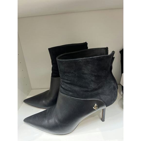 Jimmy Choo Black Leather and Suede Ankle Boots - Size 39 - Picture 3 of 4